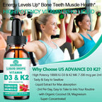 2 Pack D3 K2 Vitamin 10000iu, Liquid Drop Vitamin D3 With K2 (MK-7)200mcg Coconut Oil, 6X Stronger Than D3 K2 Sofegels, Magnesium Zinc for Absorption -K2 D3 Supplement for Joint Teeth & Bone Health