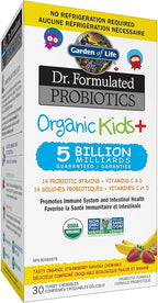 Garden of Life Dr. Formulated Probiotics Organic Kids+-Digestive Health Support-Prebiotic Fiber&Vitamins C&D-Supports Immune Function-Shelf Stable-Strawberry Banana,30 Yummy Chewables,(Pack of 2)