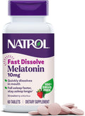 Natrol Melatonin 10mg Fast Dissolve Tablets - Strawberry Flavor, 60 Count, Sleep Support, Fast Dissolve Melatonin for Adults, 60-Day Supply