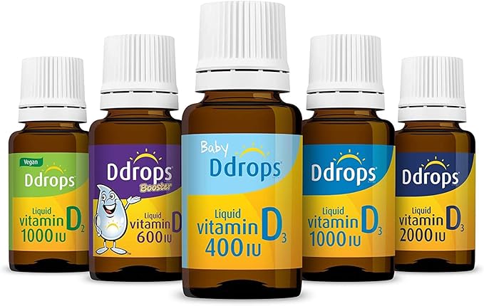 Ddrops Kids Booster 600IU 100 Drops - Daily Liquid Vitamin D for Kids. Support Strong Bones & Immune System in Children. No Preservatives, No Sugar, Non-GMO, Allergy-Friendly (Pack of 2)