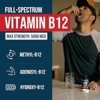 BioActive Vitamin B12 - 5000 mcg, Contains 3 BioActive Forms B12 Plus Methylfolate Cofactor - Methyl B12, Adenosyl B12 & Hydroxy B12 | Supports Energy, Metabolism & Mood | Vegan, Non-GMO (60 Servings)