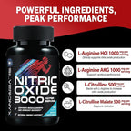 Extra Strength Nitric Oxide Booster - 3X Strength L-Arginine AKG & Citrulline Malate - Men & Women Premium Pre Workout Nitric Booster - Natural Energy & Muscle Support, Bottled in USA - 180 Capsules