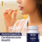 WOW Supplements CoQ10 100 mg with Hawthorn Berry - High Absorption CoQ10 100mg for Energy Production, Heart and Cellular Health - Non-GMO, Gluten-Free Coenzyme Q10 100mg Supplement - 90 Capsules