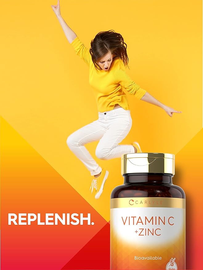 Carlyle Vitamin C with Zinc | 250 Softgels | Bioavailable | Ascorbic Acid | Zinc Oxide | Non-GMO and Gluten Free Supplement