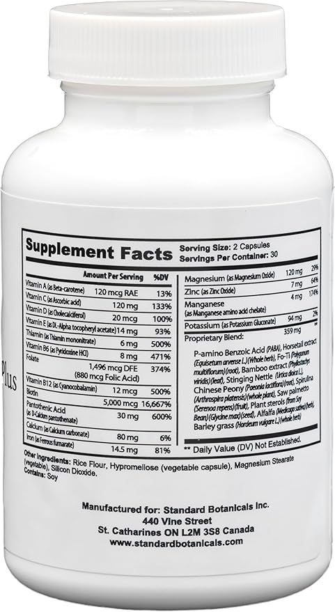 Dr's Nature & Nutrition Hair, Skin & Nail Plus Vitamin Supplement with Biotin 5000mcg, Bamboo Extract, Collagen Support - Extra Strength Beauty Supplement for Men and Women - 60 Capsules