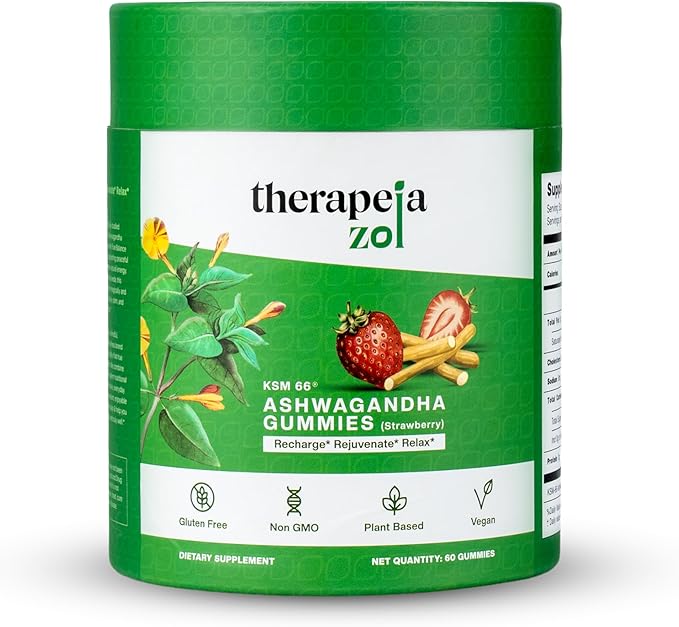 KSM 66 Ashwagandha Gummies for Women and Men, Vegan Supplement for Stress Support, Strawberry, 60 Count, 30-Day Supply