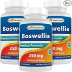 Best Naturals Boswellia Serrata Joint Health 250 mg 120 Capsules - Standardized to 65% Boswellic Acid (120 Count (Pack of 3))