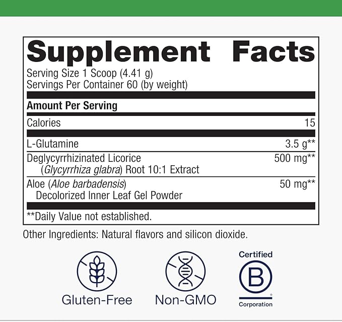 Metagenics Glutagenics - L-Glutamine with Deglycyrrhizinated Licorice (DGL) & Aloe Vera - Supports Gut Health, Digestive Function & Immune System - Non-GMO, Gluten-Free Powder Supplement - 60 Servings