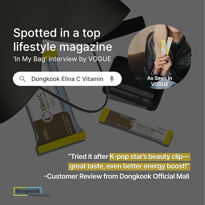 DONGKOOK Vita Pop 2,000mg Korean Vitamin C Powder Sugar Free Vitamin D & Biotin Powder Sticks, Lemon Drink Mix, Vitamin C Supplements Immune Support & Bioavailibity for Healthy Skin Non-GMO 30 Packets