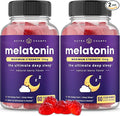 NutraChamps (Pack of 2 Melatonin Gummies for Adults, Extra Strength Sleep Aid Vitamins, 5mg or 10mg Dose, Vegan Natural Strawberry Flavor Supplement for Better Sleep, 120 Gummies