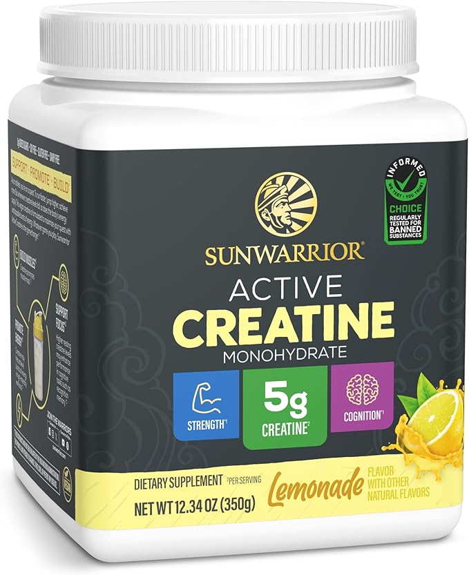 Creatine Monohydrate Powder Micronized PreWorkout Recovery Supplement Support Muscle Building Strength Training Cognition Vegan & Keto Friendly, Easily Mixes 50 Servings Lemonade Flavored