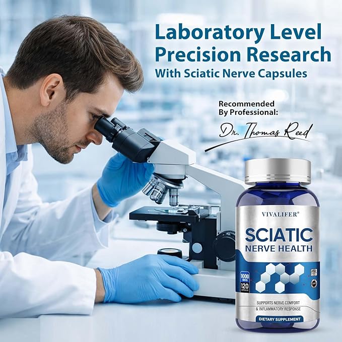 Sciatic Nerve Health Support Supplement - 120 Capsules Advanced Nerve Comfort Formula with R-ALA and Vitamin B Complex - Soothes Leg & Back Discomfort, Supports Nerve Function