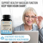 Lutein and Zeaxanthin Eye Health Supplement | Vision Support with Antioxidants, Zinc, Vitamin C & E | Helps Reduce Eye Strain, Support Macular Health & Clarity | 60 Capsules | Made in USA