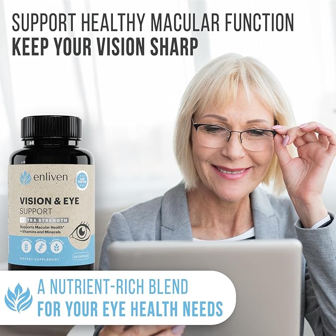 Lutein and Zeaxanthin Eye Health Supplement | Vision Support with Antioxidants, Zinc, Vitamin C & E | Helps Reduce Eye Strain, Support Macular Health & Clarity | 60 Capsules | Made in USA