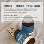 Probiotic 60 Billion 19 Strains with Organic Prebiotic for Men & Women, Digestive & Immune Health, Non-GMO, No Dairy, Shelf Stable, Delayed Release, 60 Vegan Caps