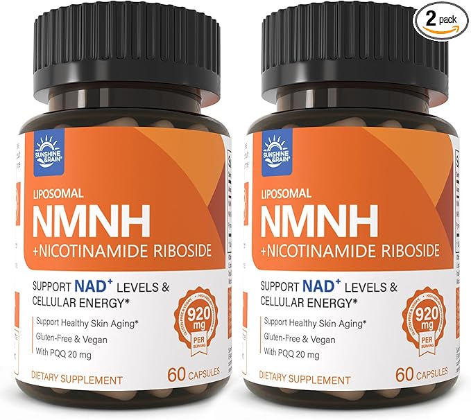 Sunshine & Rain Steady Energy Without Caffeine Crashes – Liposomal NMNH + NR + PQQ NAD⁺ Support Capsules for Cellular Energy, Focus & Healthy Aging | 120 Capsules