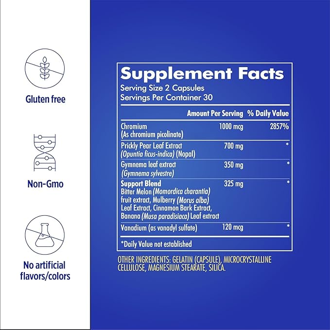 Santo Remedio Super Nopal, Exclusive Formula with Nopal, Gurmar (Gymnema Silvestre), Chromium Picolinate and Vanadyl Sulfate. 60 Capsules (30 Servings) (3)