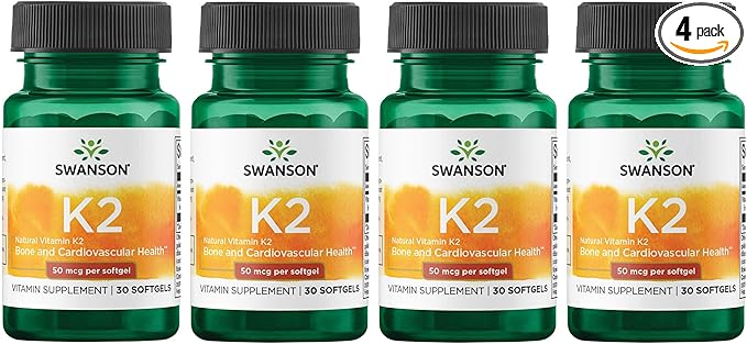 Swanson Natural Vitamin K2 (Menaquinone-7 from Natto) 50 mcg 30 Sgels (4 Pack)