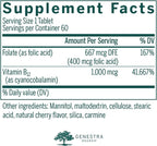 Genestra Brands Bio B12 + Folic Acid | Vitamin Supplement | 60 Chewable Tablets