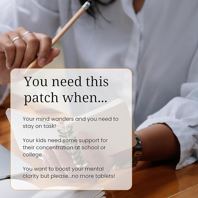 The Patch Remedy Focus Patch | Ginkgo Biloba, Acetyl-L-Carnitine, Bacopa, Magnesium L-Threonate, Green Tea | 30 Patches