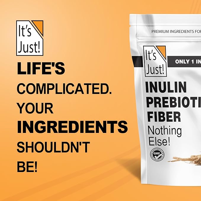 It's Just! - Inulin Prebiotic Fiber, Water Soluble, Chicory Root Powder, Promotes Gut Health, Made in USA, Product of Belgium, Vegan/Keto Friendly