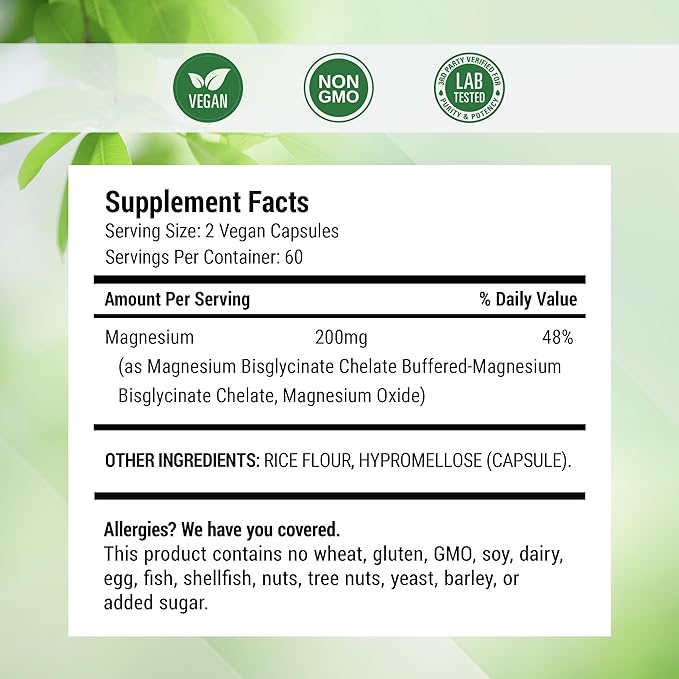 Nested Naturals Magnesium Glycinate Chelate - 200mg Magnesium Supplement for Muscle Cramps, Relaxation, & Sleep Support - 100% Albion TRACCS Buffered Magnesium Glycinate - 3-Pack (360 Vegan Capsules)