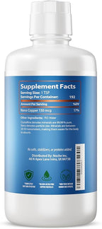 NutriNoche Liquid Colloidal Copper Supplement | 99.99% Ultra Pure Crystalline Nano Copper Particles | 30 ppm