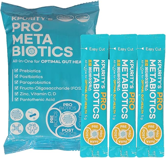 KPurity Prometabiotics All-in-One for Optimal Gut Health 5g x 30 Sticks Powder Probiotics Prebiotics 15 Billion CFU 19 Strains Immune Support Digestive Health Supplement