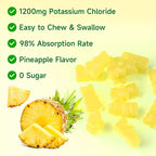 softbear Potassium Chloride Gummies 1200mg, Sugar-Free Potassium Gummies for Adults Support Leg Cramps High Potency Potassium Chloride Supplement, Pineapple Flavor 120 Count