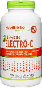 NutriBiotic - Lemon Electro-C, Vitamin C & Electrolyte Powder, 16 OZ | 850 Mg Vitamin C Per Serving | Effervescent Electrolyte Recharge | Buffered & Highly Soluble | Free of Calories, Gluten & Non-GMO