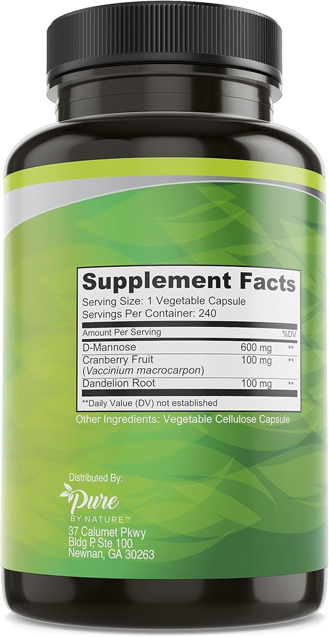 Pure By Nature Bundle Pack of 600mg D Mannose 240 Capsules & One Daily Multivitamin for Women 60 Capsules Supplements, Immunity & Urinary Tract Health Support Women’s Wellness Bundle