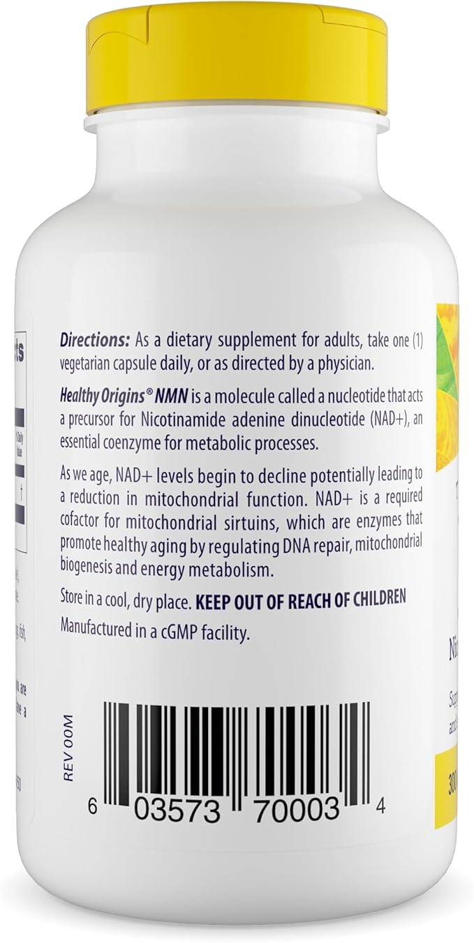 Healthy Origins NMN Nicotinamide Mononucleotide 300 mg – 120 Vegan Capsules – NAD+ Precursor for Cellular Energy & Healthy Aging Support – Third-Party Tested, Non-GMO Dietary Supplement