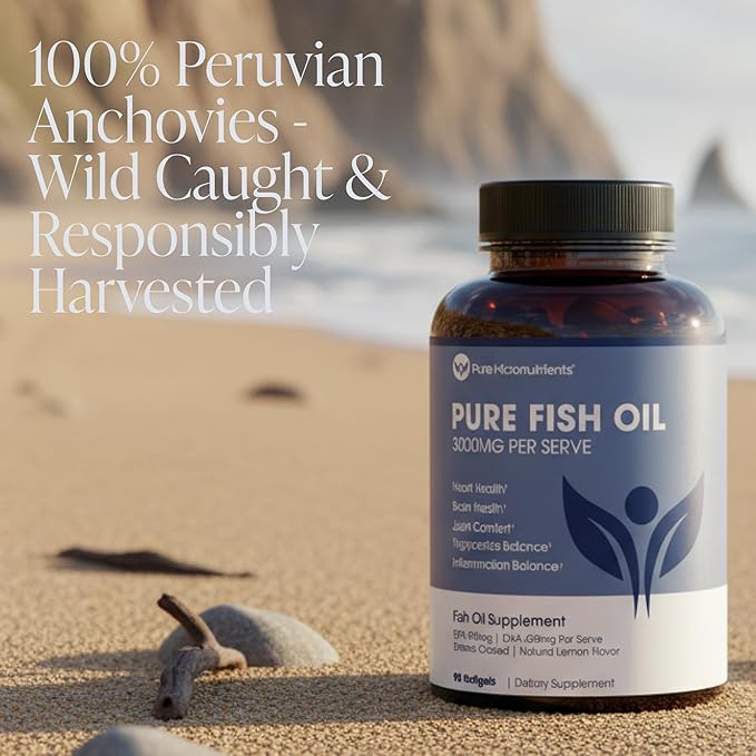 Pure Micronutrients - Omega 3 Fish Oil Supplement, EPA/DHA Fatty Acids, Burpless Fish Oil Supplements with Lemon - Heart, Eye, Brain & Immune Support - 90 Softgels