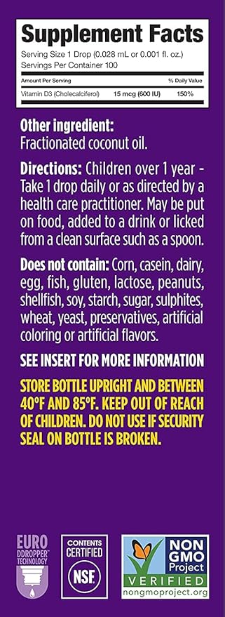 Ddrops Kids Booster 600IU 100 Drops - Daily Liquid Vitamin D for Kids. Support Strong Bones & Immune System in Children. No Preservatives, No Sugar, Non-GMO, Allergy-Friendly (Pack of 2)