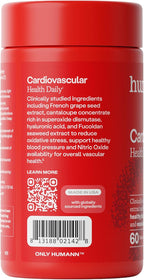 Humann Cardiovascular Health Daily, 4-in-1 Vascular & Blood Pressure Support, Grape Seed Extract Capsules & Hyaluronic Acid Circulation Supplements, Plant-Based Non-GMO, 60 Capsules