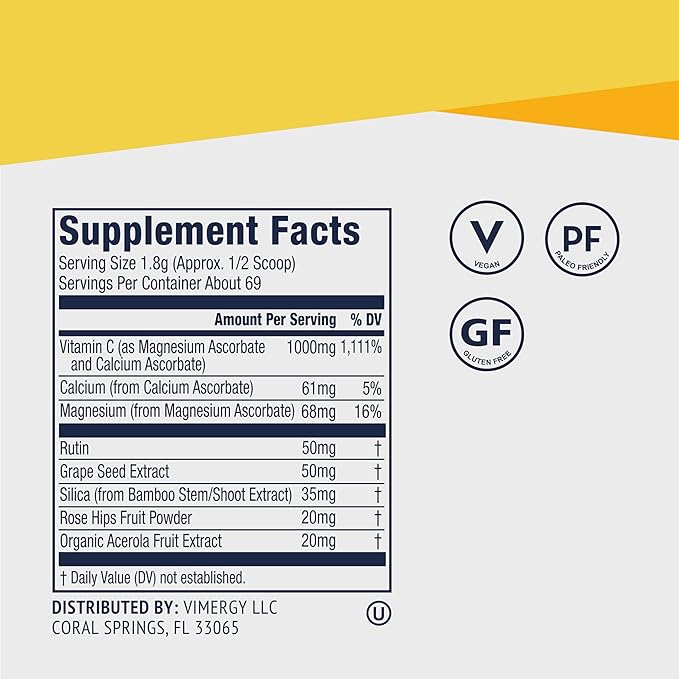 Vimergy Micro-C® Immune Power™* - Travel Size, 34 2000mg Servings – Gentle Form – Antioxidant Phytonutrients – Immune & Nerve Support – Benefits Bone & Cartilage – Gluten-Free, Kosher, Vegan (125g)