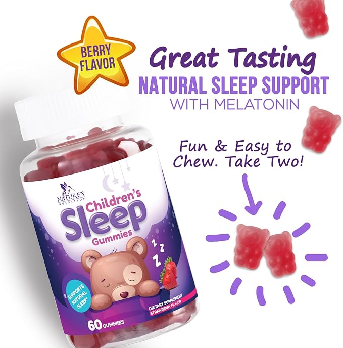 Kids Melatonin Gummies - 2mg Melatonin Per Serving - Children's Melatonin Gummy for Restful Sleep - Best Children's Chewable Sleep Supplement - Vegan, Non-GMO, Natural Berry Flavor - 60 Gummies