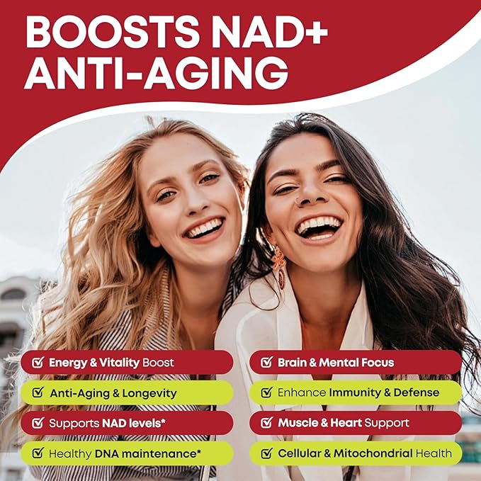 NAD+ Gummies, 1200mg Liposomal NAD Supplement for Women & Men with Trans-Resveratrol & Black Pepper Extract Anti-Aging Supplement, Brain & Cellular Mitochondrial Health - 60 Gummies Cherry