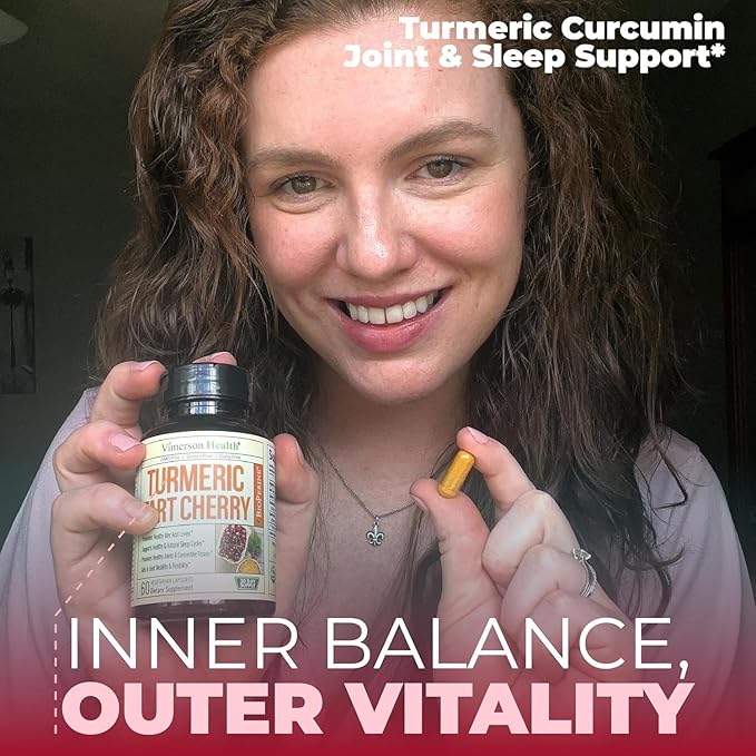 Tart Cherry Capsules – Turmeric Curcumin Supplement with Tart Cherry Extract & Celery Seed Extract – Turmeric Curcumin with Black Pepper for Uric Acid Balance, Joint Health & Sleep Aid - 180 Count