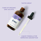 VIMERGY USDA Organic Zinc Supplements for Women & Men (7.5mg Liquid Zinc Per Serving) Fast-Absorbing Immune Support, Promotes Healthy Bones & Skin, Vegan, Up to 57 Servings (115 mL)