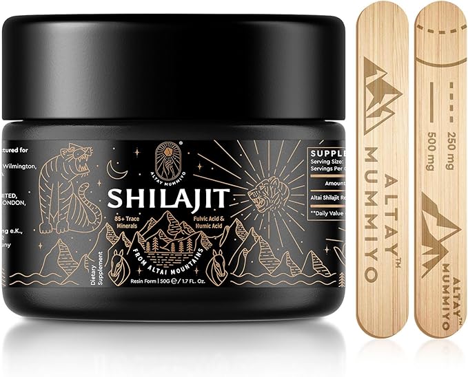 Shilajit Resin with Fulvic Acid & Trace Minerals, Original Siberian Shilajit Pure with 85+ Humic Acid Supplement Gel for Energy & Immune System - 100 Serving / 50g