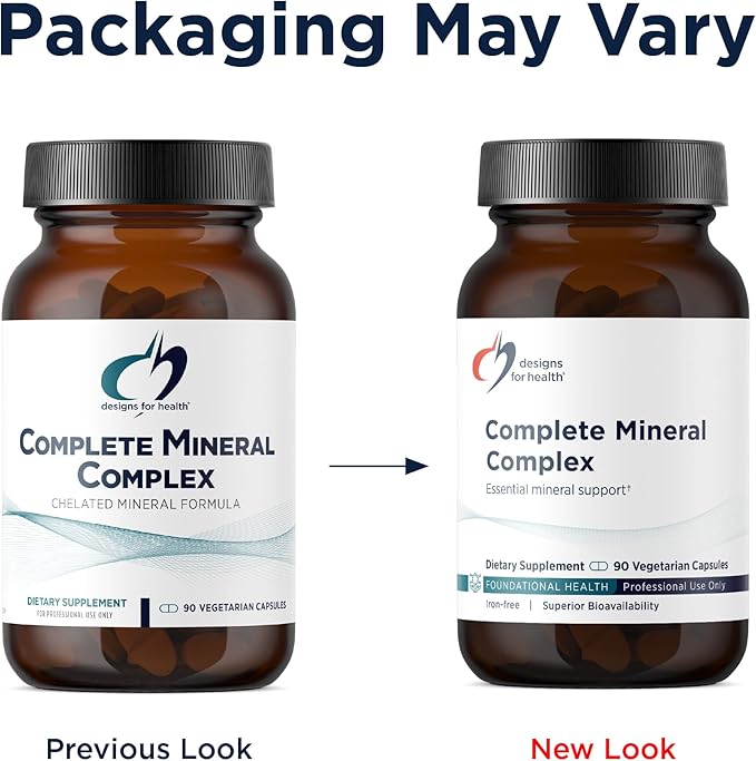 Designs for Health Complete Mineral Complex - Essential + Trace Minerals Supplement with Magnesium Malate, Chromium, Zinc + More - Iron-Free Multi Minerals Blend - Vegan + Gluten Free (90 Capsules)