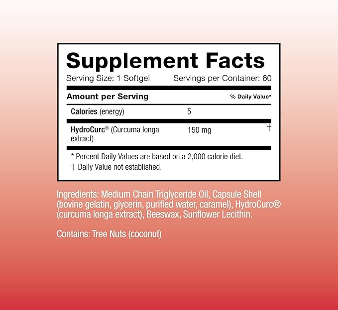 Omax3 HydroCurc Turmeric Curcumin Softgels, Highly Bioavailable MCT Oil Nanoparticle for Potency & Absorption, Joint Health,150mg HydroCurc, 180 Softgels (3 Pack)