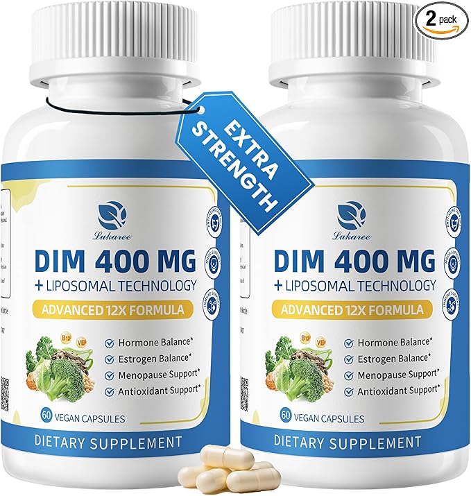 Lukaree DIM Supplement 400MG for Women - 12 in 1 Liposomal Dim Capsules- with Black Cohosh, Soy Isoflavones & Alpha Lipoic Acid, Vegan, 120 Ct.