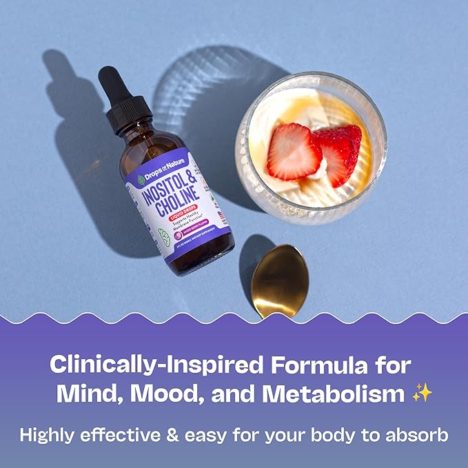 Inositol & Choline Liquid Drops – Vegan, Non-GMO, Easy-to-Take – Enhanced Absorption Inositol Supplement – Prenatal Vitamins for Women – Supports Cellular Health & Overall Wellness (Mixed Berry, 60ml)