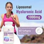 Liposomal Hyaluronic Acid 1000mg, High BioavailabilityHyaluronic Acid Capsules, Dietary Supplement Support Skin and Bones, 120 Capsules (Pack of 2)