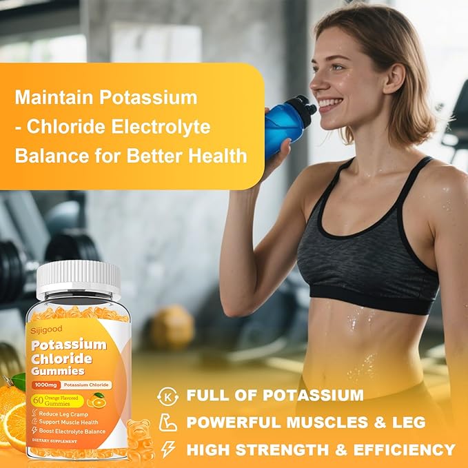 Sugar Free 2 Pack Potassium Gummies, Potassium Chloride for Adults, Potassium Supplement for Women & Men, Electrolyte Balance, Prevent Leg Cramp, Support Muscle & He♡rt Health, 120 Count