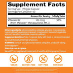 Doctor's Best Natural Vitamin K2 MK7 Supplement for Men & Women - Bone Health Support, 45 mcg Vitamin K-2 MK-7 Capsules with MenaQ7, Calcium Support, Non GMO, Vegan - 60 Veg Caps