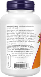 NOW Foods Supplements, Niacin (Vitamin B-3) 250 mg, Flush-Free, Nutritional Health, 180 Veg Capsules