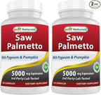 Best Naturals Saw Palmetto 10:1 Extract Prostate Supplements for Men - 120 Capsules - Made with Pygeum Bark 4:1 Extract & Pumpkin Seed Powder (Pack of 2)